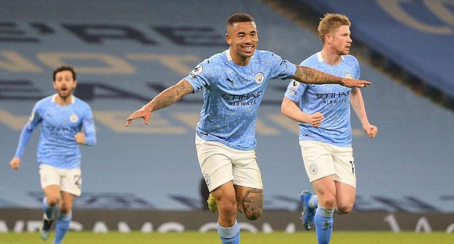 Gabriel Jesus of Manchester City celebrates after scoring their side's second goal during the Premier League match between Manchester City and Wolverhampton Wanderers at Etihad Stadium on March 02, 2021 in Manchester, England.Image credit: Getty Images