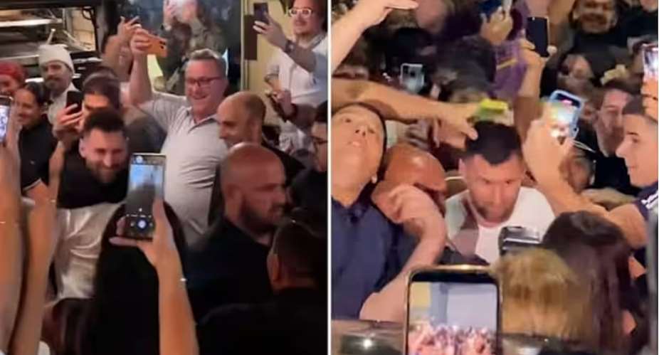Fans mob Argentina legend Lionel Messi outside restaurant