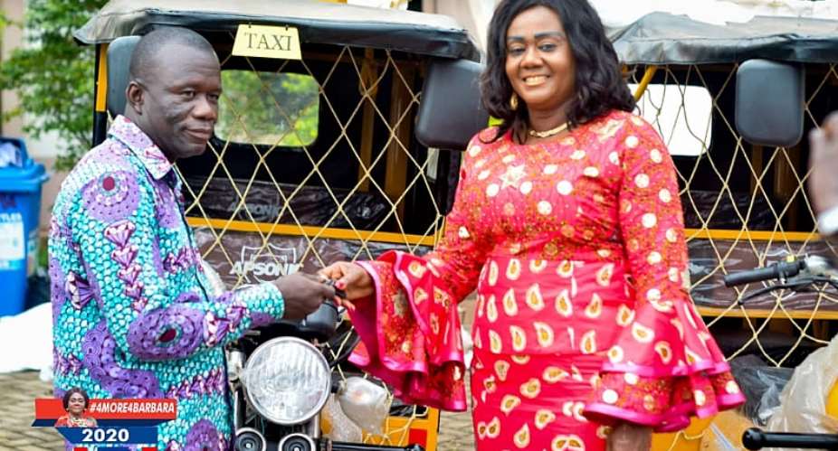 Barbara Oteng-Gyasi Present Tricycles To Farmers and Youth Associations