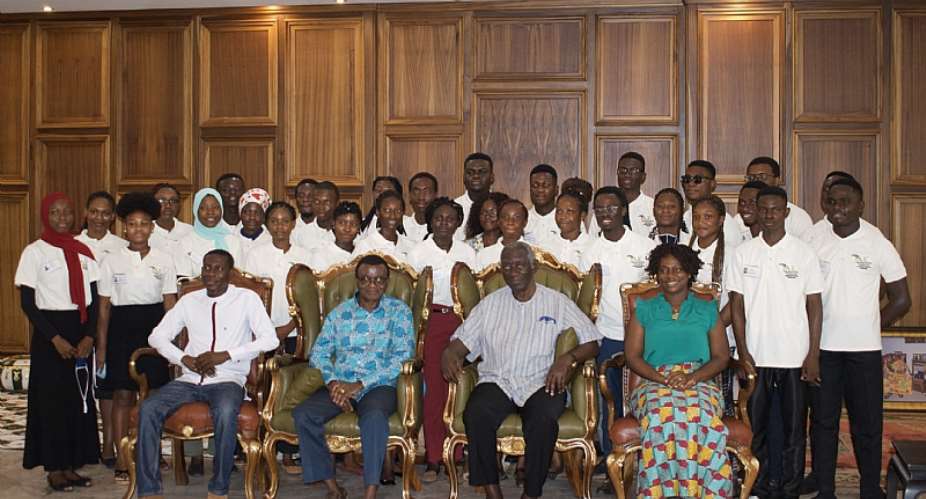 Some Kufuor Scholars with former President Kufuor and management members of the John A. Kufuor Foundation
