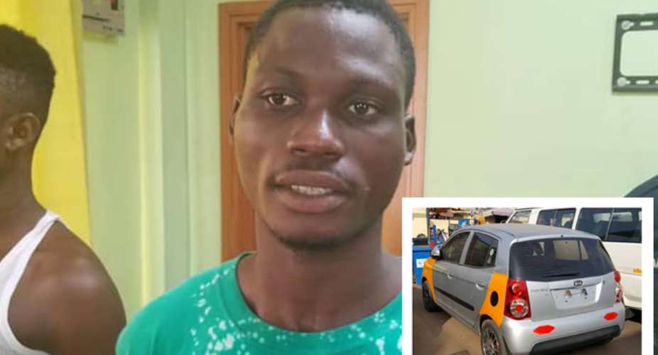 Emmanuel Tetteh. INSET: The taxi cab after it was retrieved.