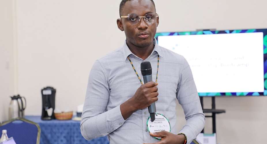 Dr Jonas Bayuo speaking at a Biobased Innovation and Entrepreneurship Bootcamp at icipe‘s Duduville campus in Nairobi. Photo/Janet Otieno