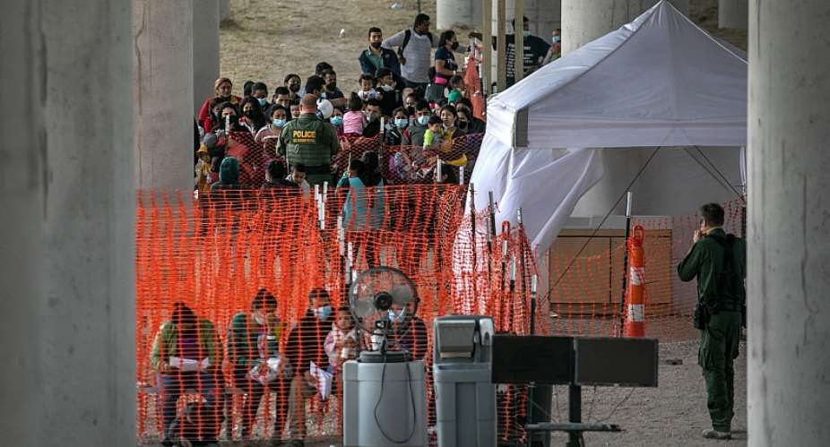 Asylum seekers are seen at a U.S. Border Patrol processing center near Mission, Texas, on March 23, 2021. AFPJohn MooreGetty