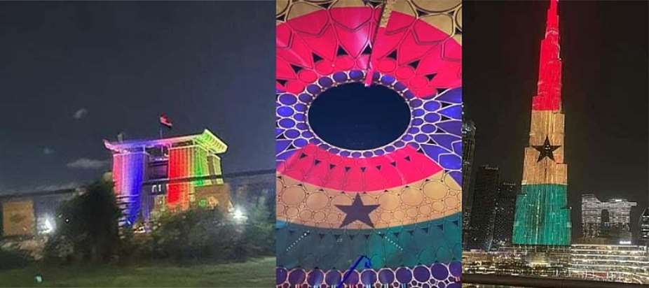Jubilee House decorated with Ghana, US national coloursfor Kamala Karris' visit