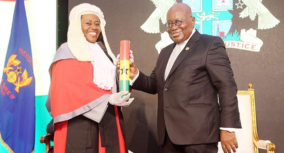 Chief Justice Gertrude Torkonooleft and President Nana Addo Dankwa Akufo-Addo