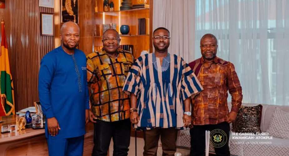 H.E Gabriel Kwamegah-Atokple Tanko in a group picture with the Volta Regional Minister, Hon. James Gunu, The Volta Regional Chairman of The NDC, Hon. Mawutor Agbavitor and the Ag. Volta Regional Secretary, Hon. Bright Kwame Ege