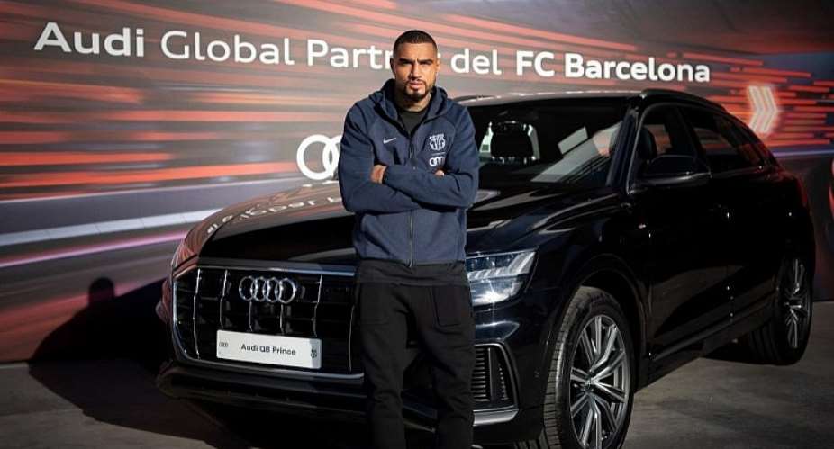 KP Boateng Pose With New Audi Q8 Car At Barcelona