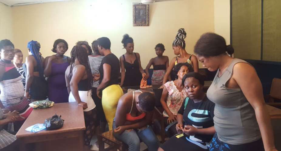 Some of the 'prostitutes' at the Kaneshie police station