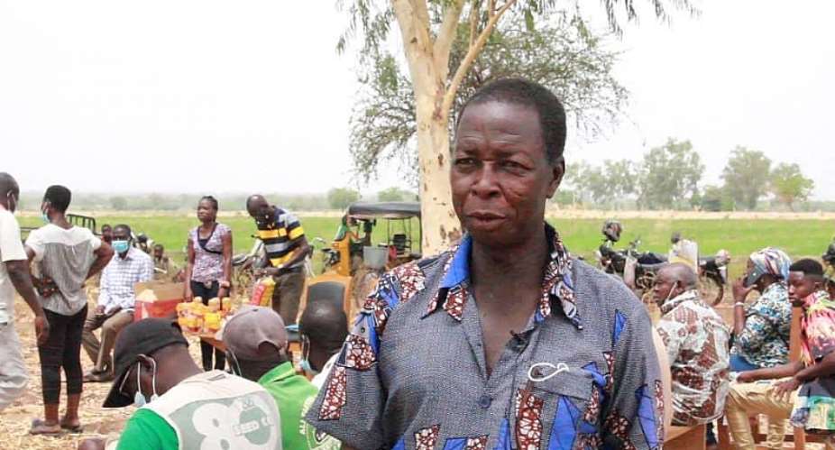 Mr. James Bawah, a rice farmer sharing his experience after the training session at Navrongo