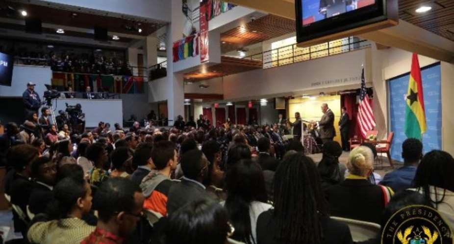 President Akufo-Addo addressing the Harvard Institute of Politics