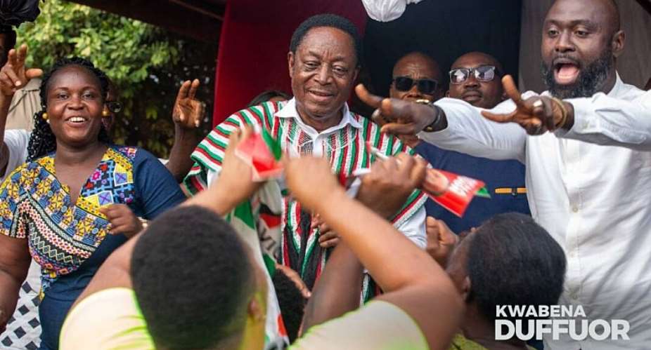 NDC flagbearer election: Dr. Duffuor promises better pay for party workers, pension scheme for the aged