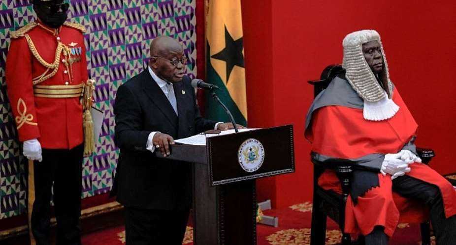 Ghanaian President Nana Akufo-Addo delivers his annual state of the nation address to the parliament in Accra, Ghana, March 30, 2022.  2022 REUTERSFrancis Kokorok