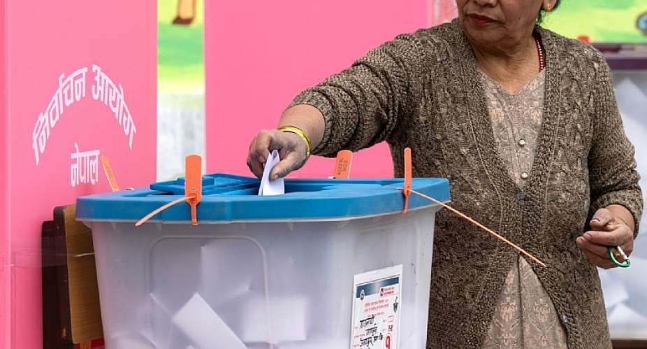 A woman casts her ballot during parliamentary elections in Kathmandu, Nepal, on March 5, 2026 Narendra Shrestha/EPA