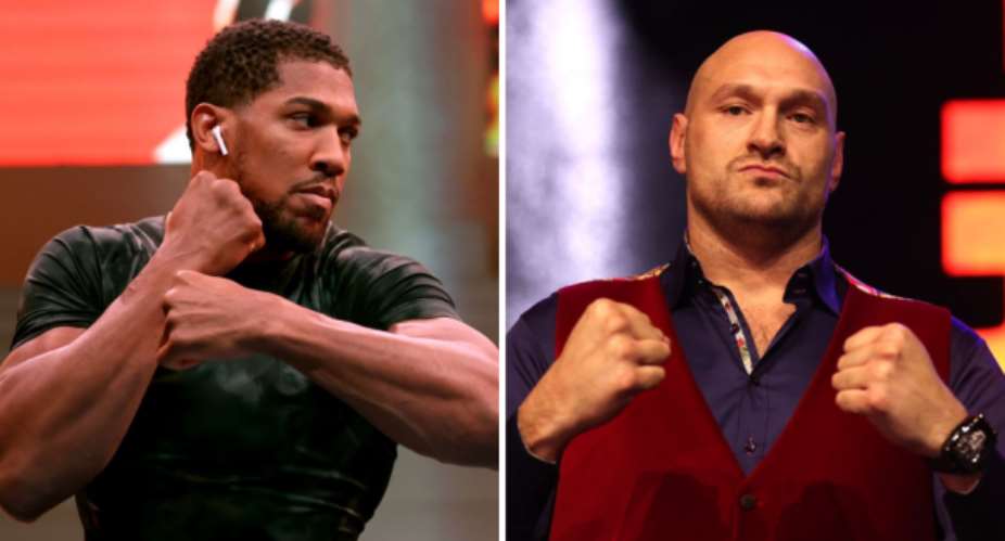 Anthony Joshua v Francis Ngannou: Tyson Fury poses for pictures with rival Joshua