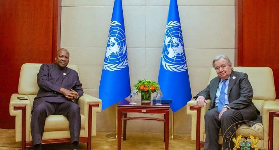 A file photo of President John Mahama and the United Nations Secretary General, Antonio Guterres