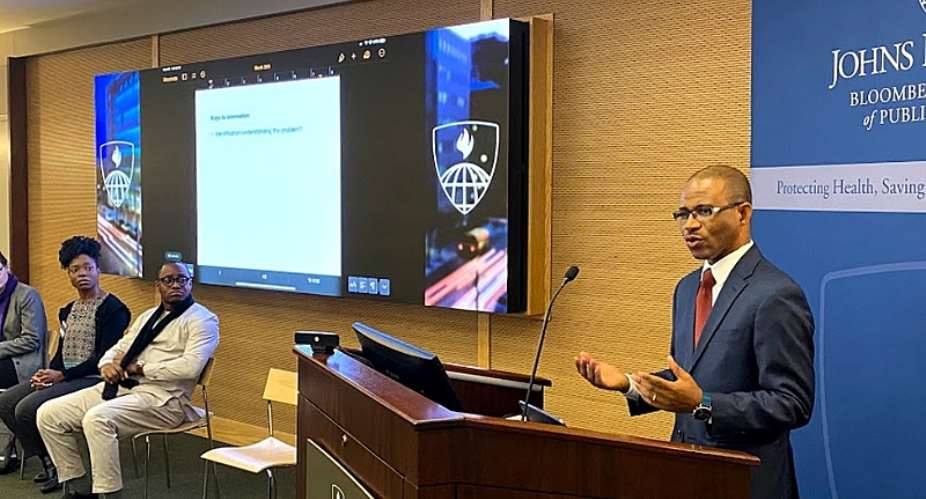 Dr. Dougbeh Chris Nyan, M.D. speaking at the Johns Hopkins University, Photo: Janice Allotey