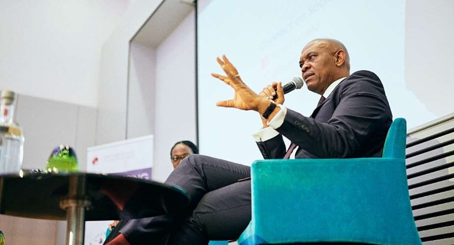 Tony Elumelu, CON engaging the distinguished audience at the convening on Africa's economic transformation convened by the Tony Elumelu Foundation in Brussels on April 10, 2019