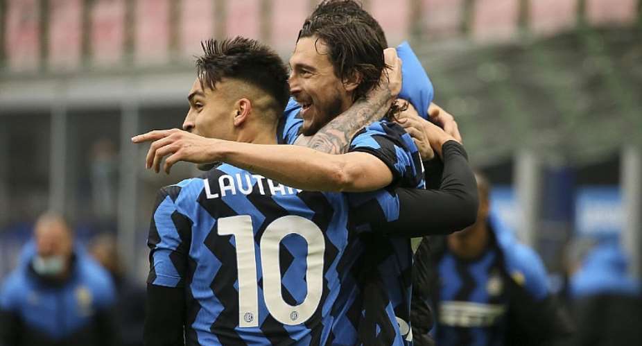 Matteo Darmian R of FC Internazionale celebrates with Lautaro MartinezImage credit: Getty Images