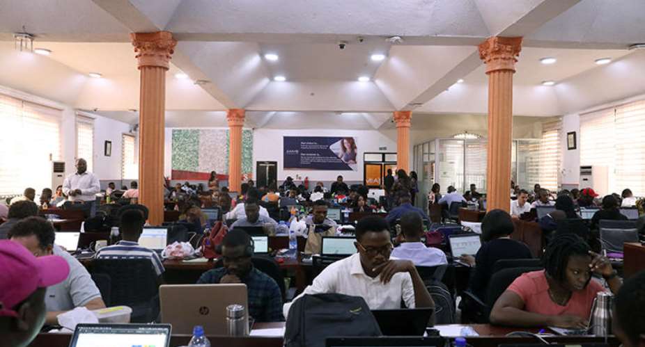 People use computers in Lagos, Nigeria, on January 20, 2020. Nigerian journalists recently spoke with CPJ about their concerns over a proposed social media bill. ReutersTemilade Adelaja