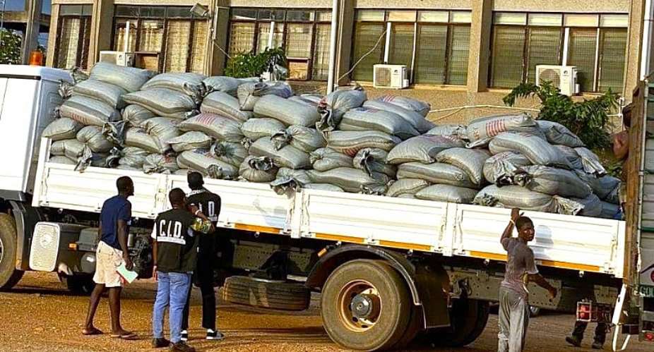 VR: Trucks of smuggled cocoa beans intercepted at Kpando Torkor