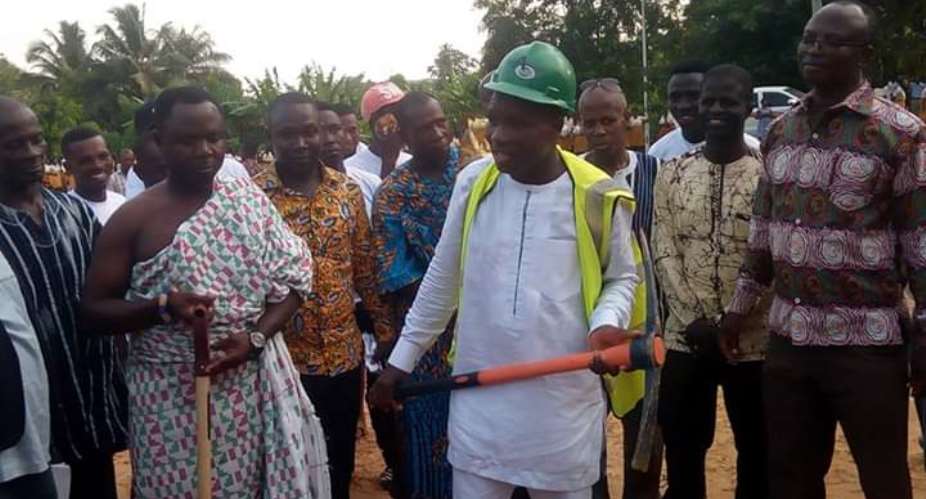 Ellembelle DCE cuts sod for construction of 12-unit classroom block for Nkroful Agric SHS
