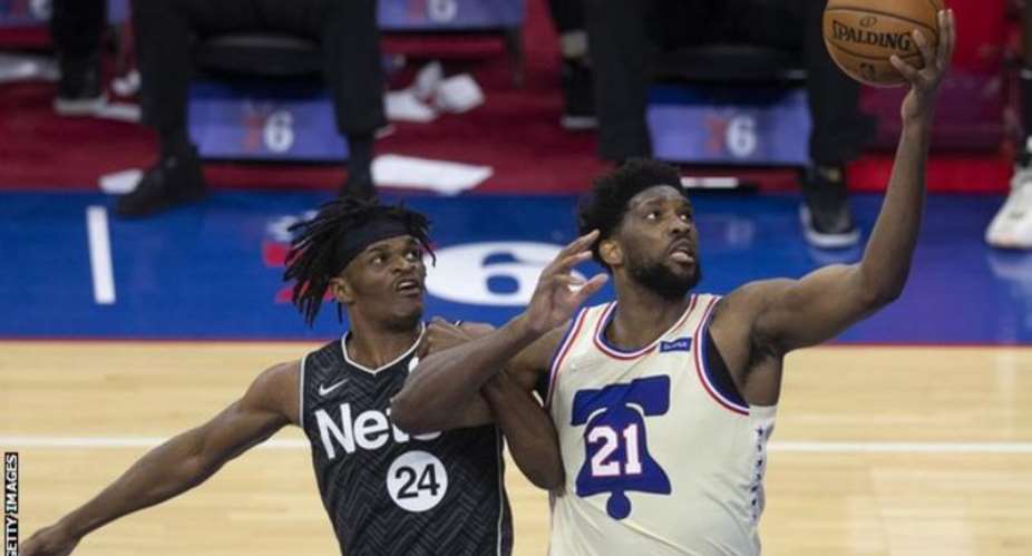 Joel Embiid right has played for the Philadelphia 76ers since 2014