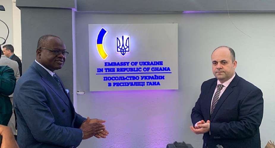 Dr. Maksym Subh, Special Envoy of Ukraine to the Middle East and Africa right with Mr. Kwaku Ampratwum-Sarpong, the Deputy Minister of Foreign Affairs and Regional Integration left