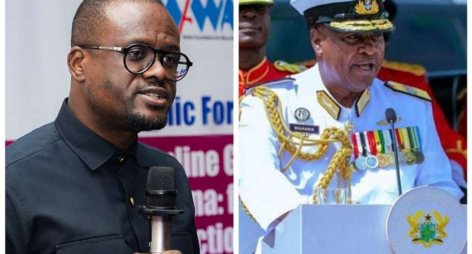 Daniel Kwame Ampofo Adjei, MFWAs Head of Institutional Developmentleft and President John Dramani Mahama