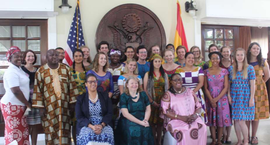 The volunteers in a group photograph with Melinda Tabler-Stone, Tina Mensah and staff of Peace Corps Ghana