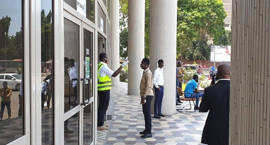 COVID-19: Persons Without Nose Mask Blocked From Entering Accra City Hall