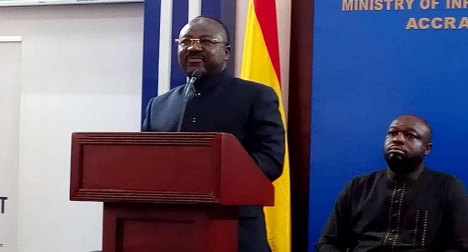 A.B. Adjei addressing the press