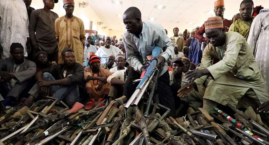 In 2019, members of an anti-banditry vigilante group disarmed in Zamfara but this has not halted attacks from bandits. - Source: Photo by Kola Sulaimon/AFP via Getty Images