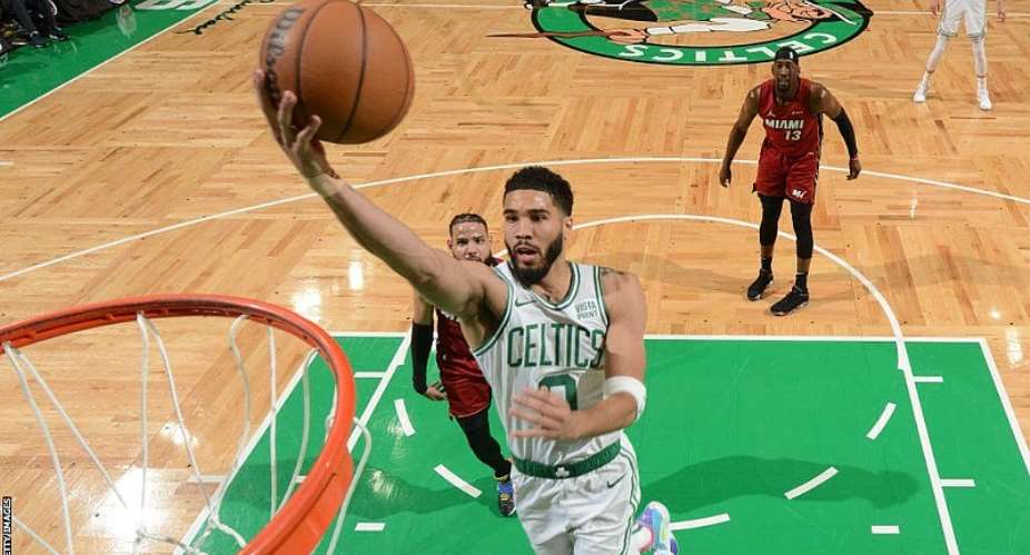 GETTY IMAGESImage caption: Jayson Tatum was one of six Boston players to score double figures