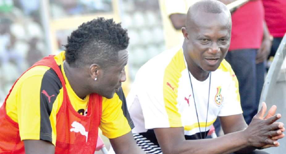 Asamoah Gyan with ex-Ghana coach Kwesi Appiah