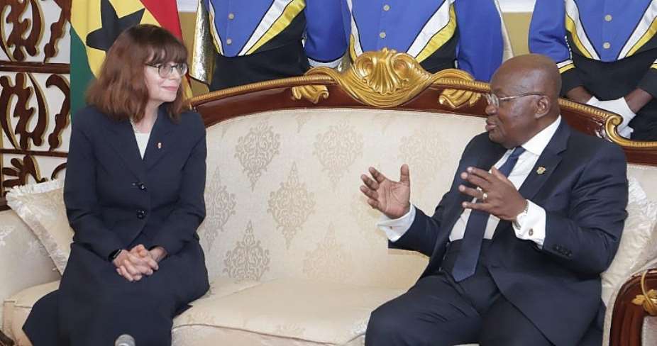 Swiss Ambassador, Simone Giger in a sit-down with President Nana Addo Dankwa Akufo-Addo