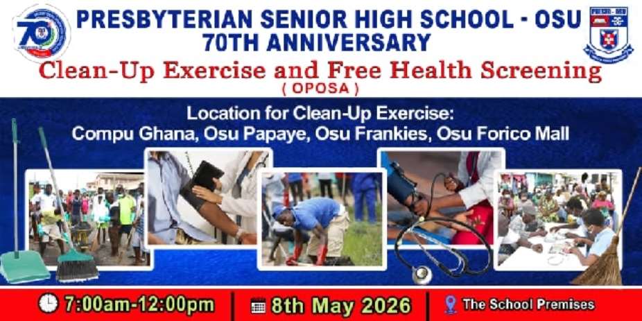 Presbyterian SHS Osu marks 70th anniversary with clean-up exercise and free health screening