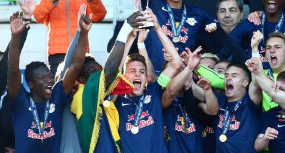 PHOTOS: Ghanaian sensation Gideon Mensah wins UEFA Youth League with Red Bull Salzburg