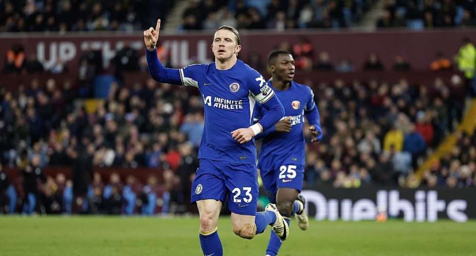 Conor Gallagher of Chelsea celebrates after scoring a goal to make it 2-2 during the Premier League match between Aston Villa and Chelsea FC at Villa ParkImage credit: Getty Images