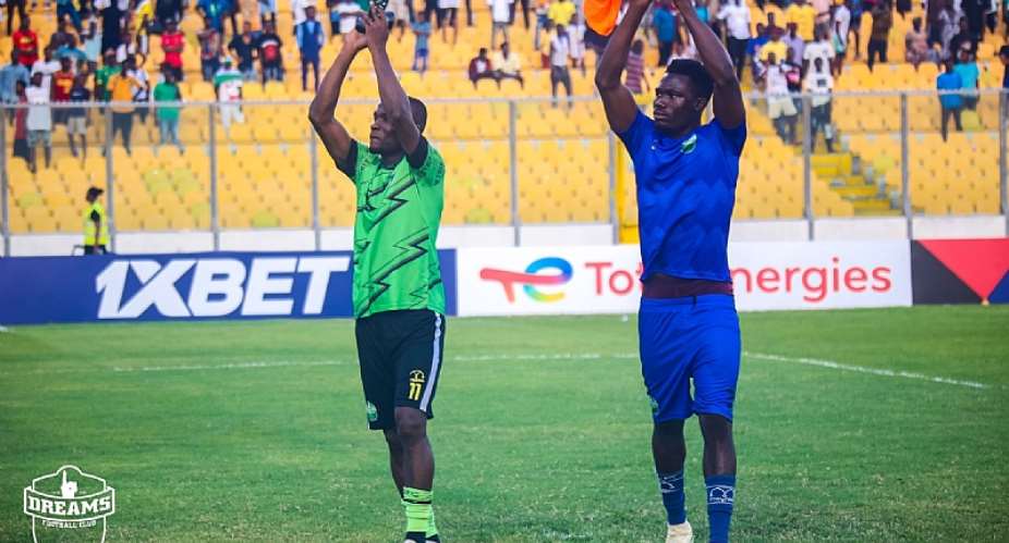 Dreams FC players applauding the fans after their 3-0 defeat to Zamalek on Sunday