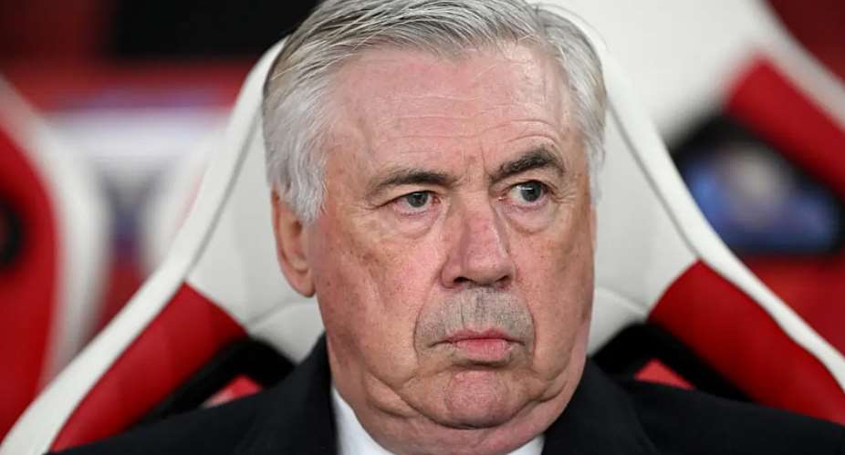 LONDON, ENGLAND €“ APRIL 08: Carlo Ancelotti, Head Coach of Real Madrid, looks on from the dug out prior to the UEFA Champions League 2024/25 Quarter Final First Leg match between Arsenal FC and Real Madrid C.F. at Emirates Stadium on April 08, 2025 in London, England. (Photo by Justin Setterfield/Getty Images)