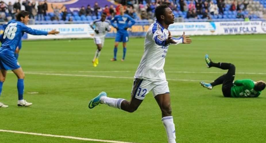 Ghana forward Patrick Twumasi scores for Astana in 3-0 away victory over Kaiser Kyzylordia