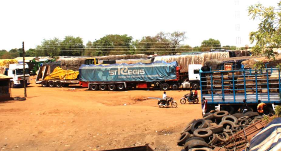 Trucks at the Paga border lorry park
