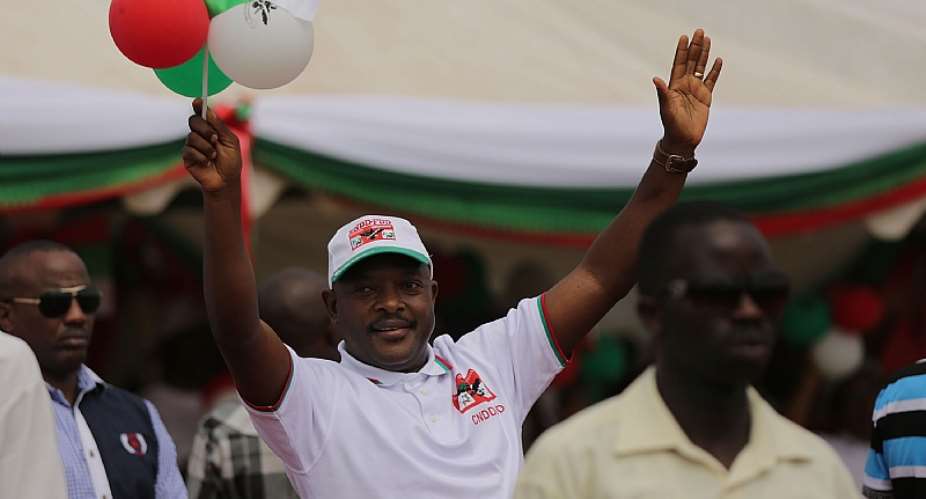 President Pierre Nkurunziza campaigning for the presidency in 2015.  - Source: Spencer PlattGettyImages