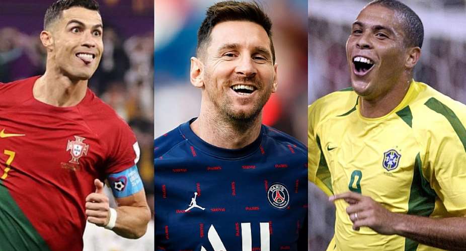 Cristiano Ronaldoleft, Messimiddle and Ronaldo Nazario