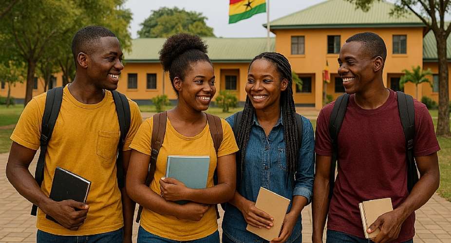Ghanaian Students walking to their various dormitories after class