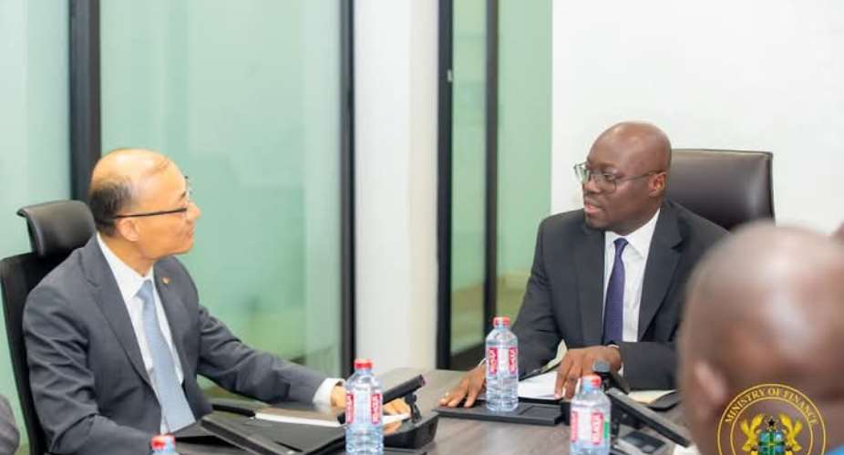 Finance Minister Cassiel Ato Forson in talks with the Chinese Ambassador to Ghana, H.E. Tong Defa