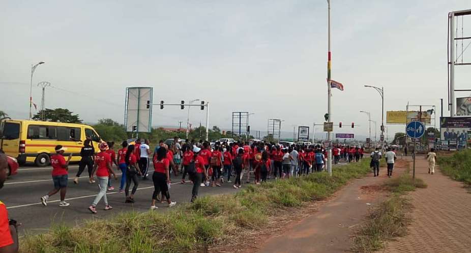 NPP Loyal Ladies Embarking On Their Health Walk Earlier Today To Mark Their 3rd Anniversary