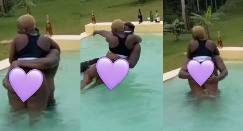 Medikal carries Fella Makafuis heavy loads and banging them in swimming pool on his 27th birthday