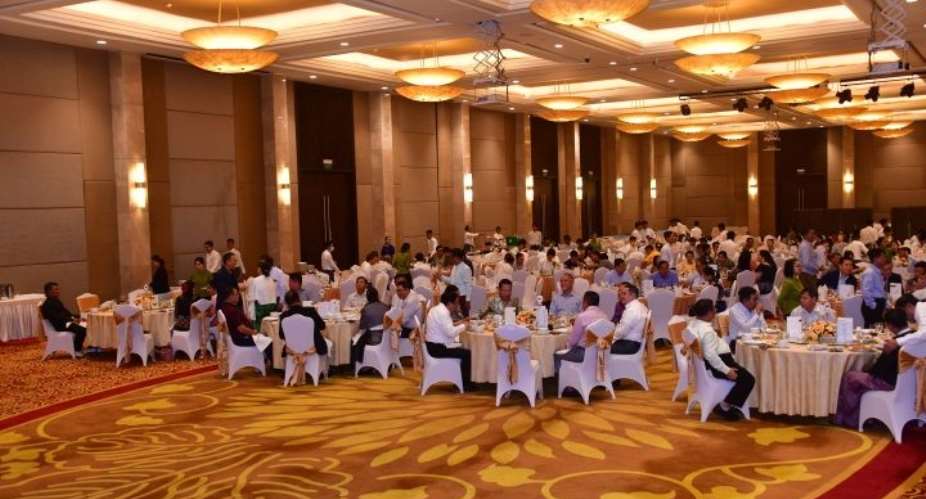 A dinner party marking the successful export of high-quality rice to Bangladesh was held in Nay Pyi Taw yesterday. (April 05, 2023). Image Source: Global New Light of Myanmar.