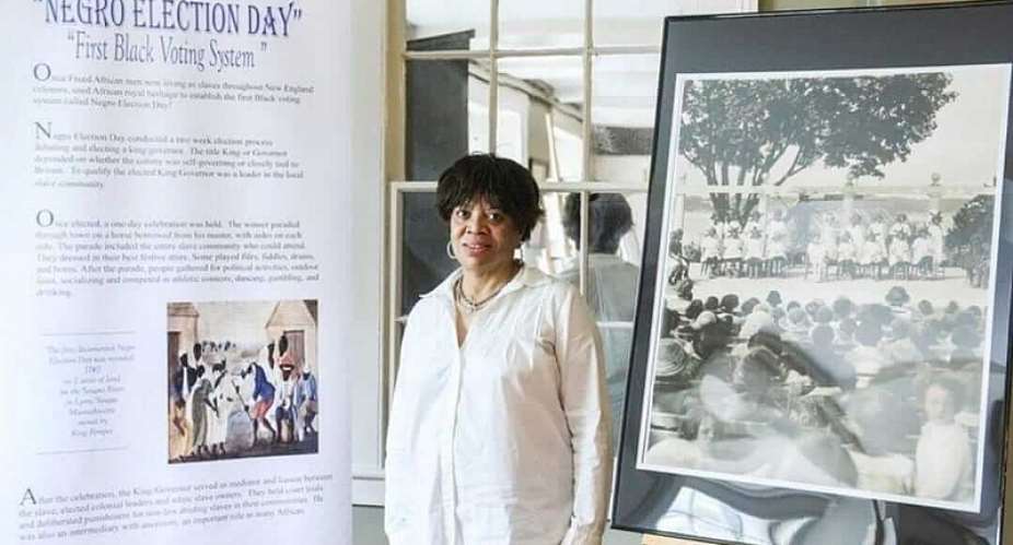 Doreen Wade with a part of her exhibit at the Negro Election Day commemoration   Salem United Inc.